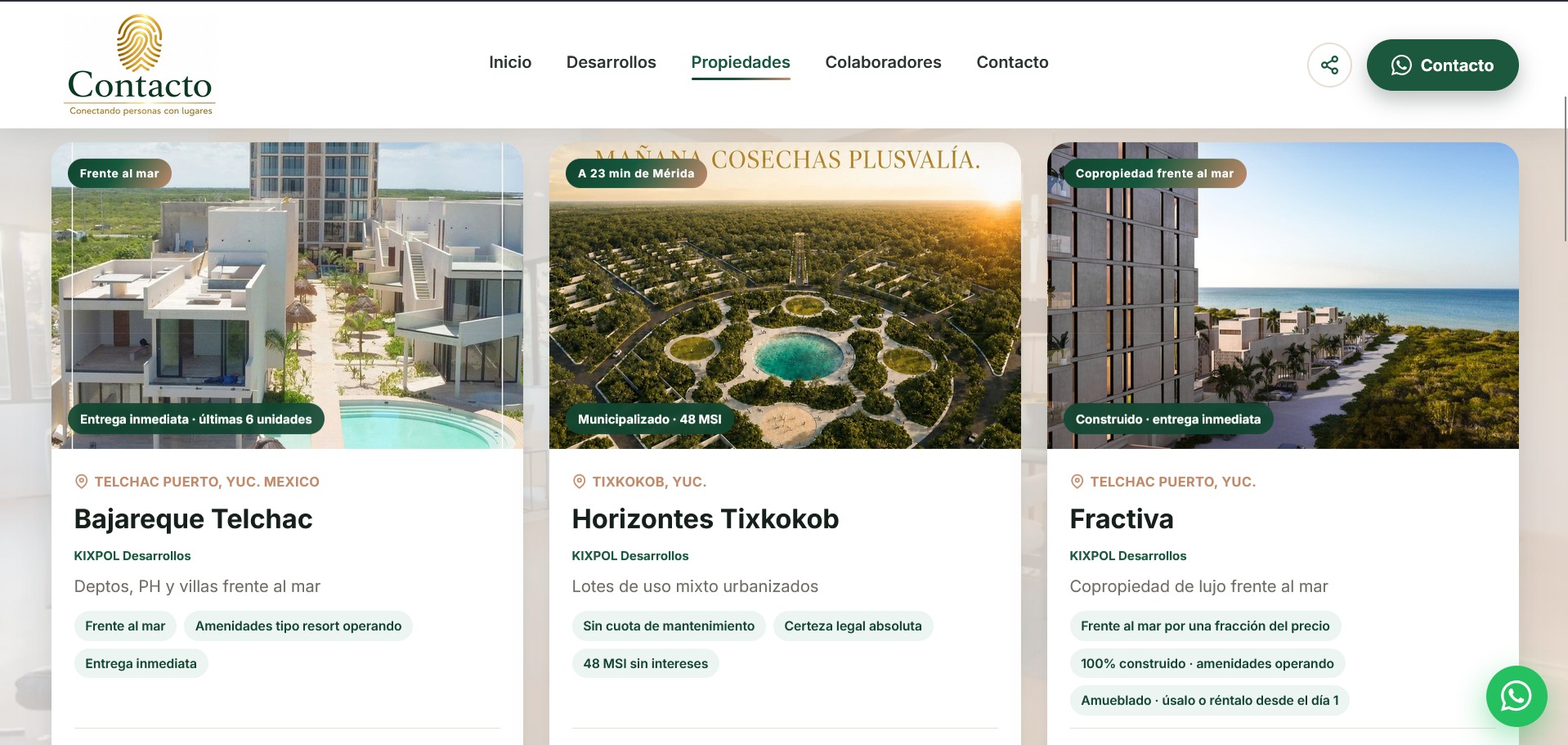 Contacto — property listings